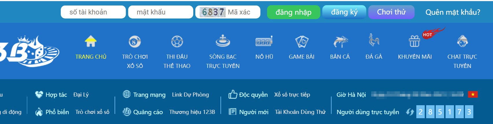 đăng nhập vào tài khoản 123b